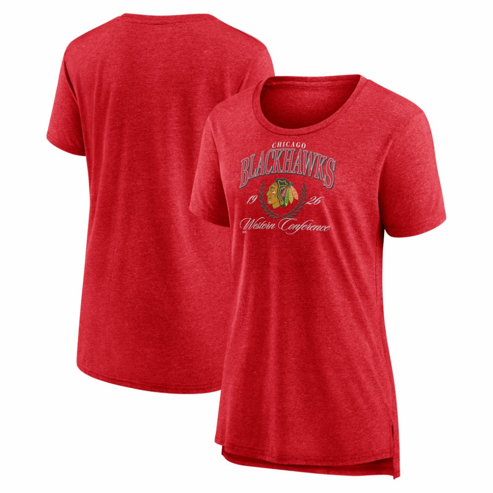 Chicago Blackhawks Women's Reign Supreme Tri-Blend T-Shirt - Red | NHL Lifestyle
