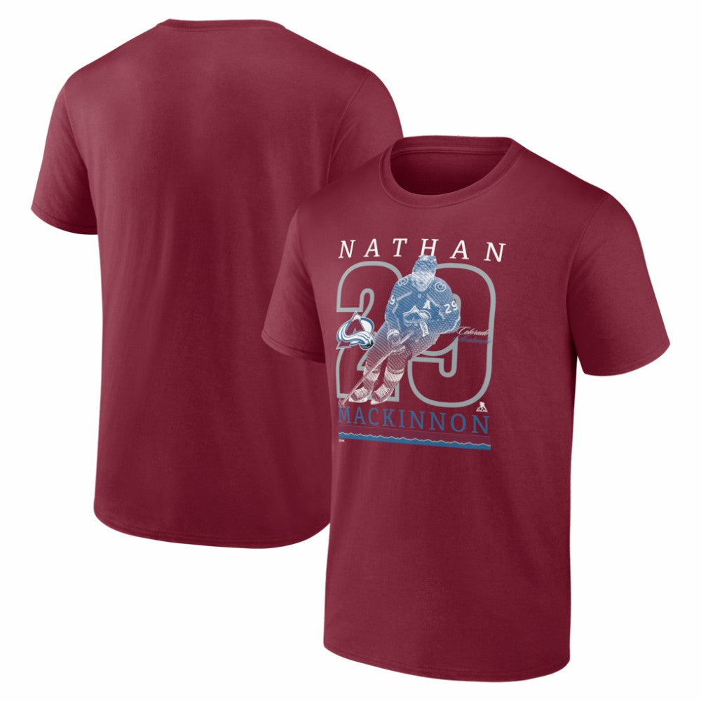 Nathan MacKinnon Colorado Avalanche Player Show T-Shirt - Burgundy | NHL Clearance