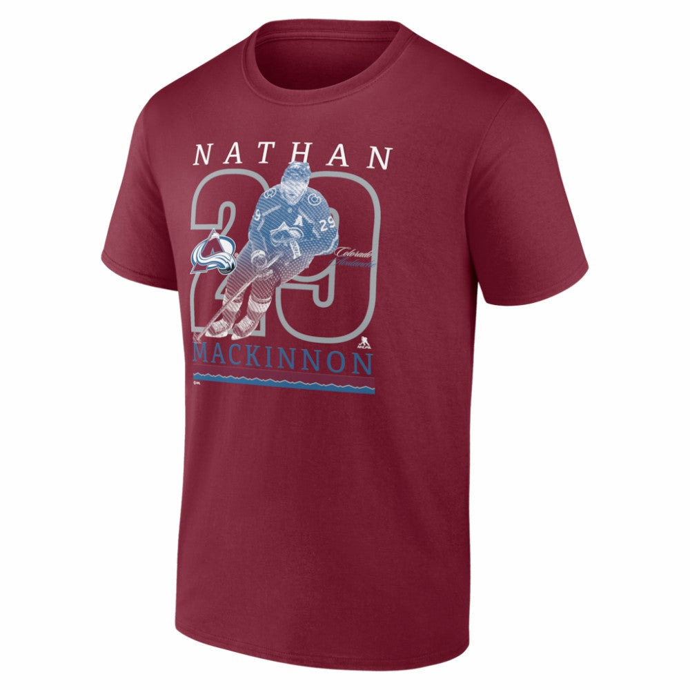 Nathan MacKinnon Colorado Avalanche Player Show T-Shirt - Burgundy | NHL Clearance