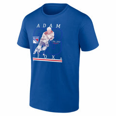Adam Fox New York Rangers Player Show T-Shirt - Blue | NHL Clearance