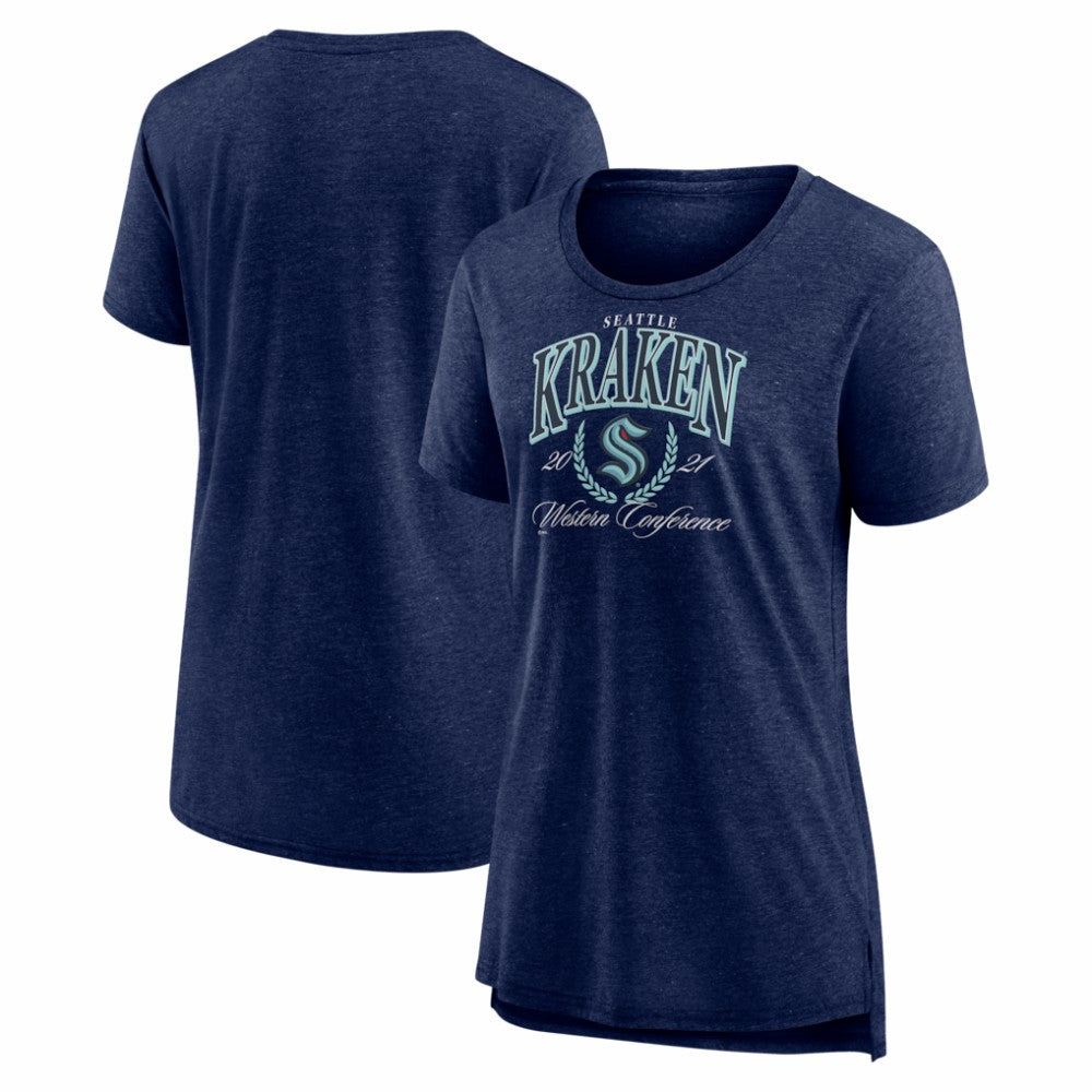 Seattle Kraken Women's Reign Supreme Tri-Blend T-Shirt - Deep Sea Blue | NHL online