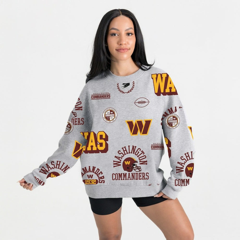 Washington Commanders Gameday Couture Women's Always On Repeat Fleece Sweatshirt - Heather Gray - NFL
