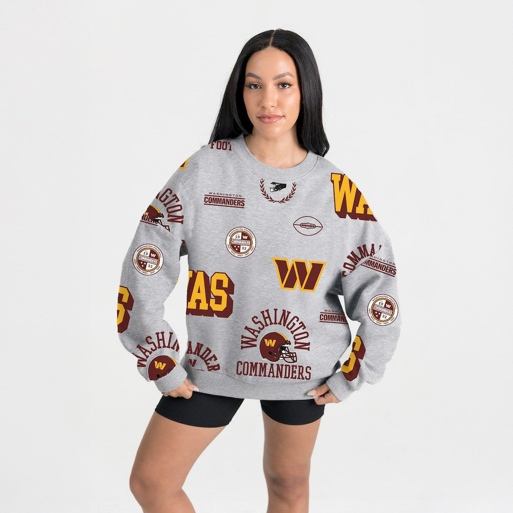 Washington Commanders Gameday Couture Women's Always On Repeat Fleece Sweatshirt - Heather Gray - NFL
