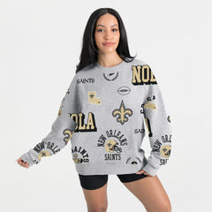 New Orleans Saints Gameday Couture Women's Always On Repeat Fleece Sweatshirt - Heather Gray - NFL
