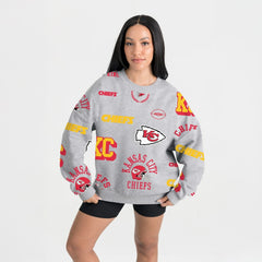 Kansas City Chiefs Gameday Couture Women's Always On Repeat Fleece Sweatshirt - Heather Gray - NFL