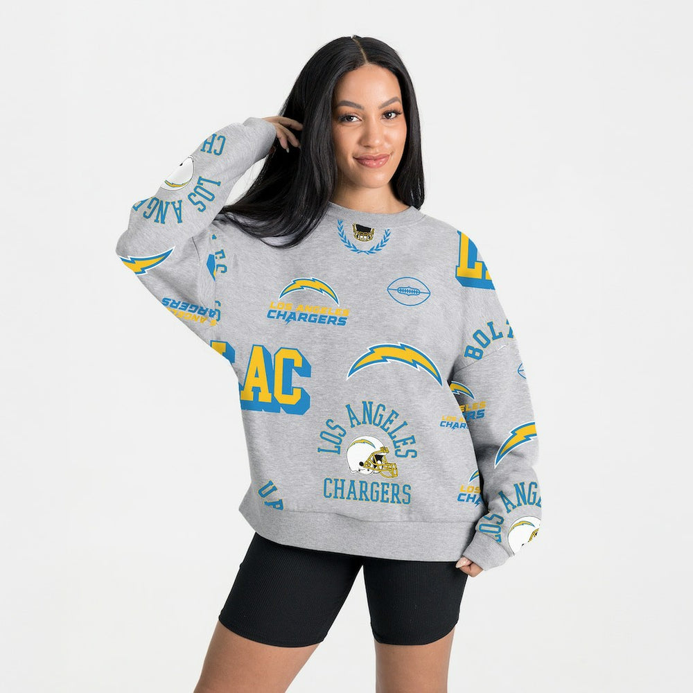 Los Angeles Chargers Gameday Couture Women's Always On Repeat Fleece Sweatshirt - Heather Gray - NFL