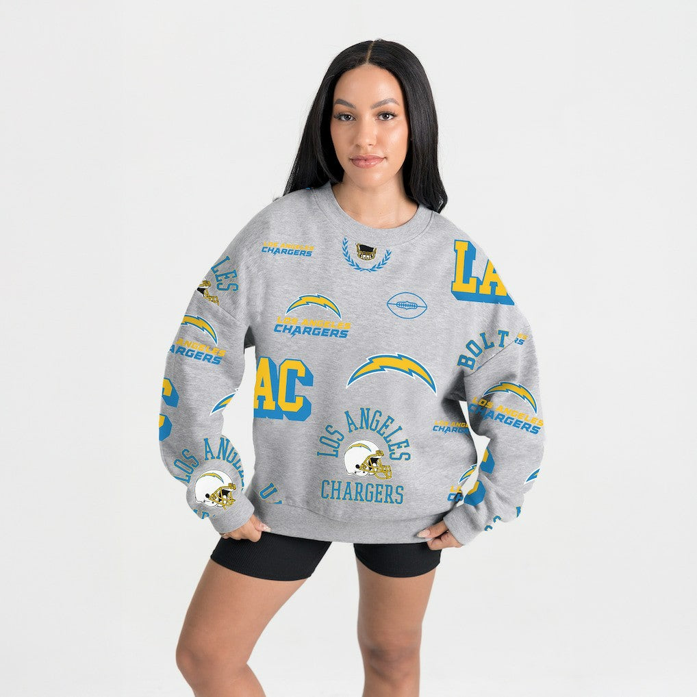 Los Angeles Chargers Gameday Couture Women's Always On Repeat Fleece Sweatshirt - Heather Gray - NFL