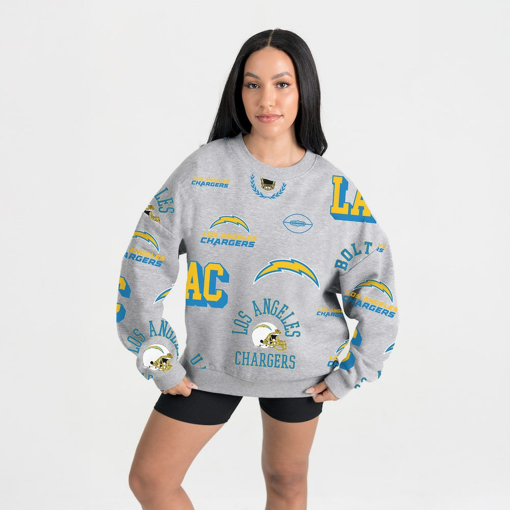 Los Angeles Chargers Gameday Couture Women's Always On Repeat Fleece Sweatshirt - Heather Gray - NFL