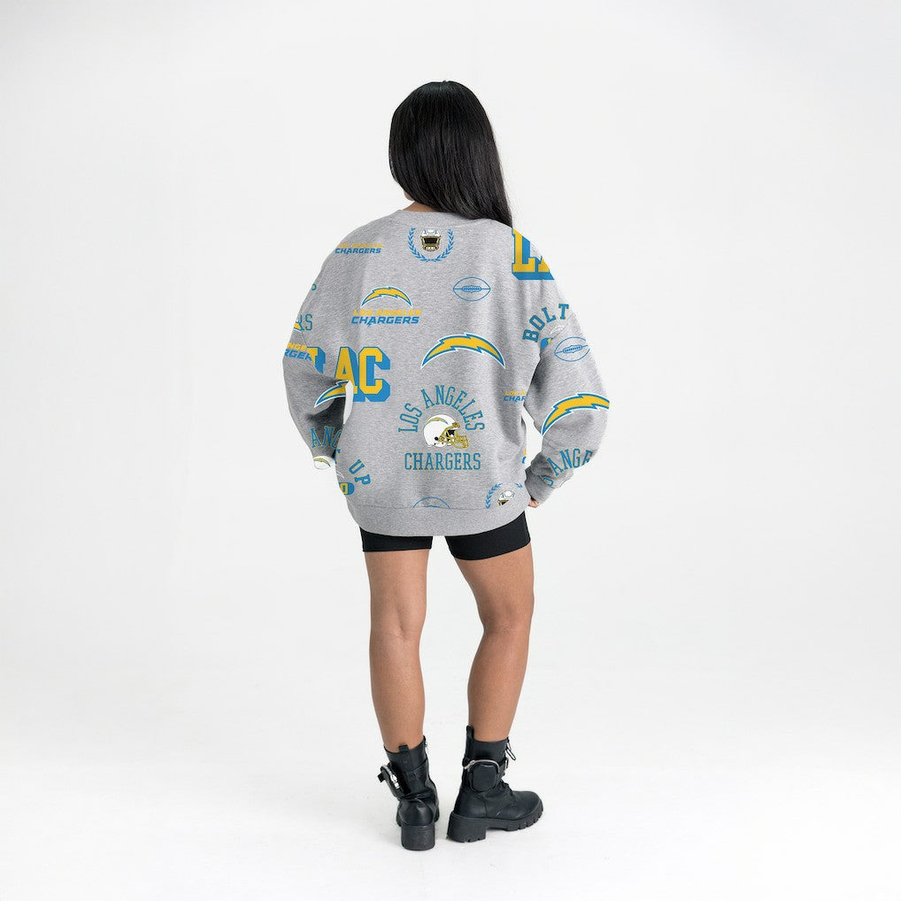 Los Angeles Chargers Gameday Couture Women's Always On Repeat Fleece Sweatshirt - Heather Gray - NFL
