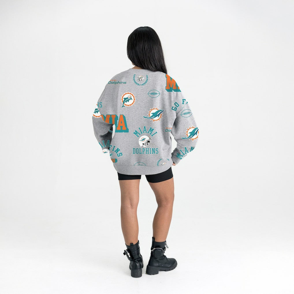 Miami Dolphins Gameday Couture Women's Always On Repeat Fleece Sweatshirt - Heather Gray - NFL