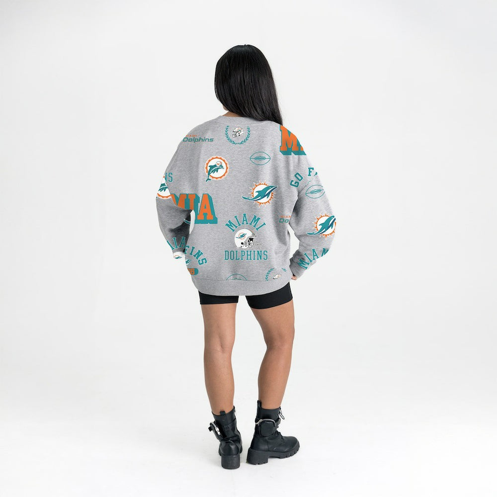 Miami Dolphins Gameday Couture Women's Always On Repeat Fleece Sweatshirt - Heather Gray - NFL