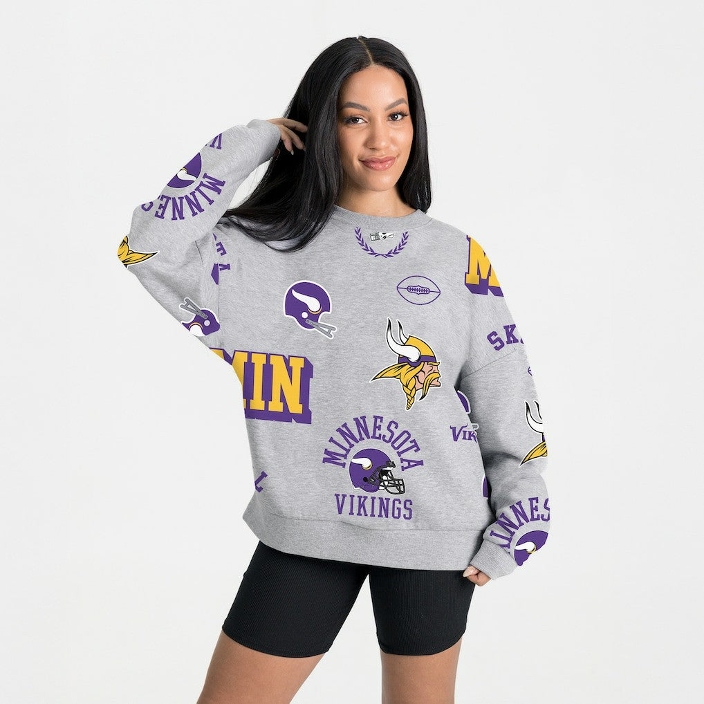 Minnesota Vikings Gameday Couture Women's Always On Repeat Fleece Sweatshirt - Heather Gray - NFL