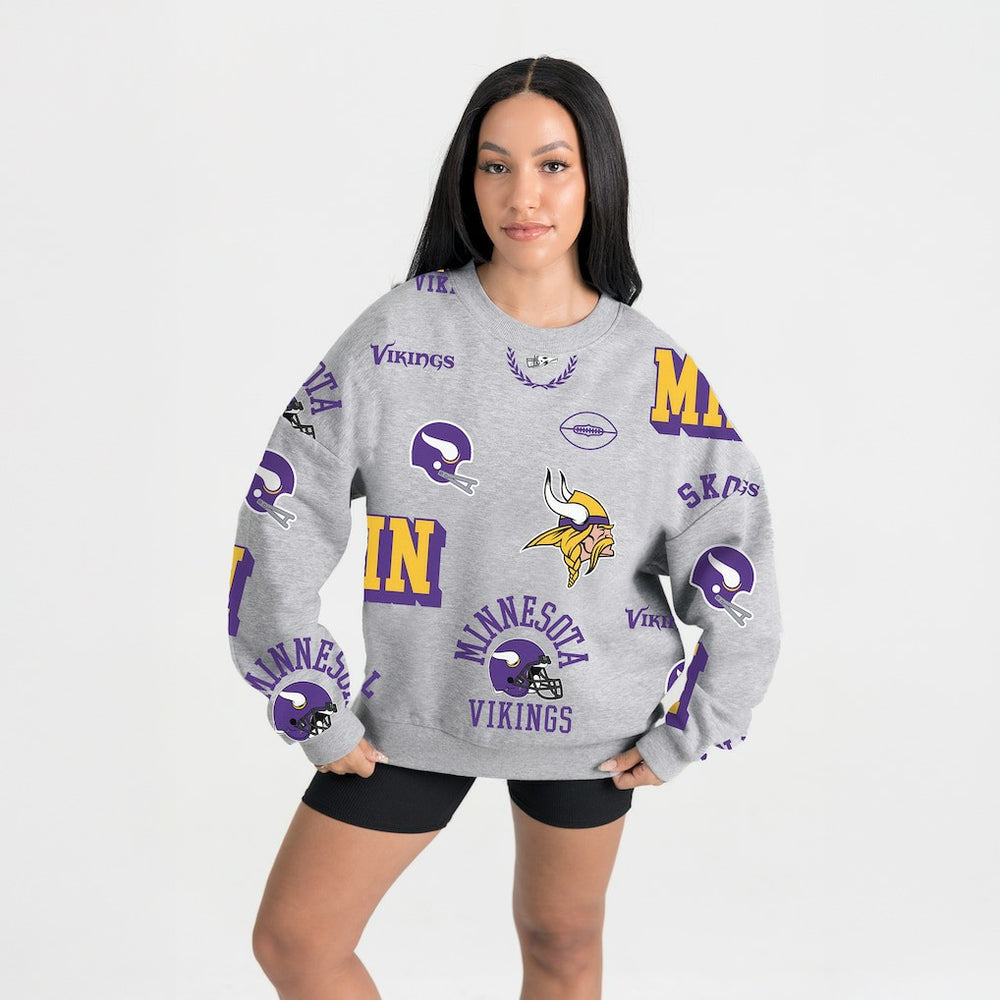Minnesota Vikings Gameday Couture Women's Always On Repeat Fleece Sweatshirt - Heather Gray - NFL