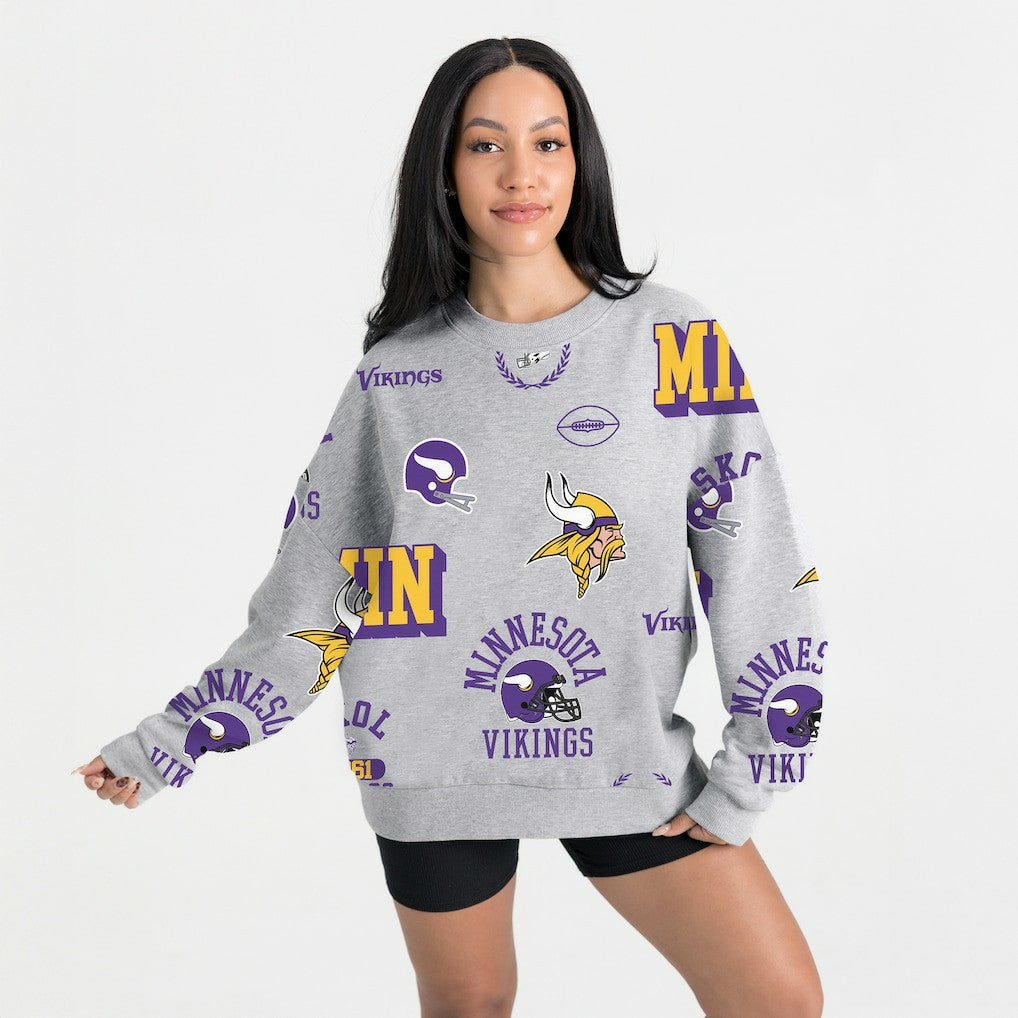 Minnesota Vikings Gameday Couture Women's Always On Repeat Fleece Sweatshirt - Heather Gray - NFL