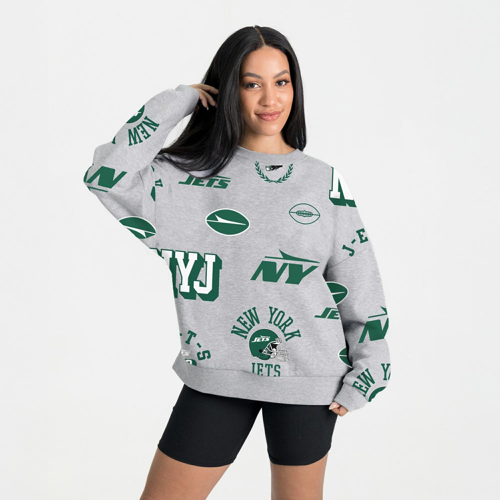 New York Jets Gameday Couture Women's Always On Repeat Fleece Sweatshirt - Heather Gray - NFL