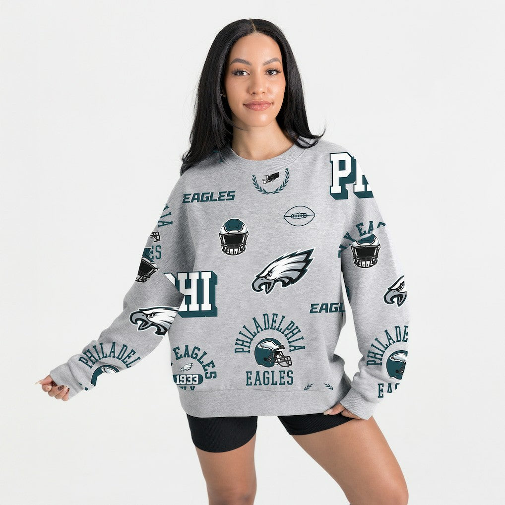 Philadelphia Eagles Gameday Couture Women's Always On Repeat Fleece Sweatshirt - Heather Gray - NFL