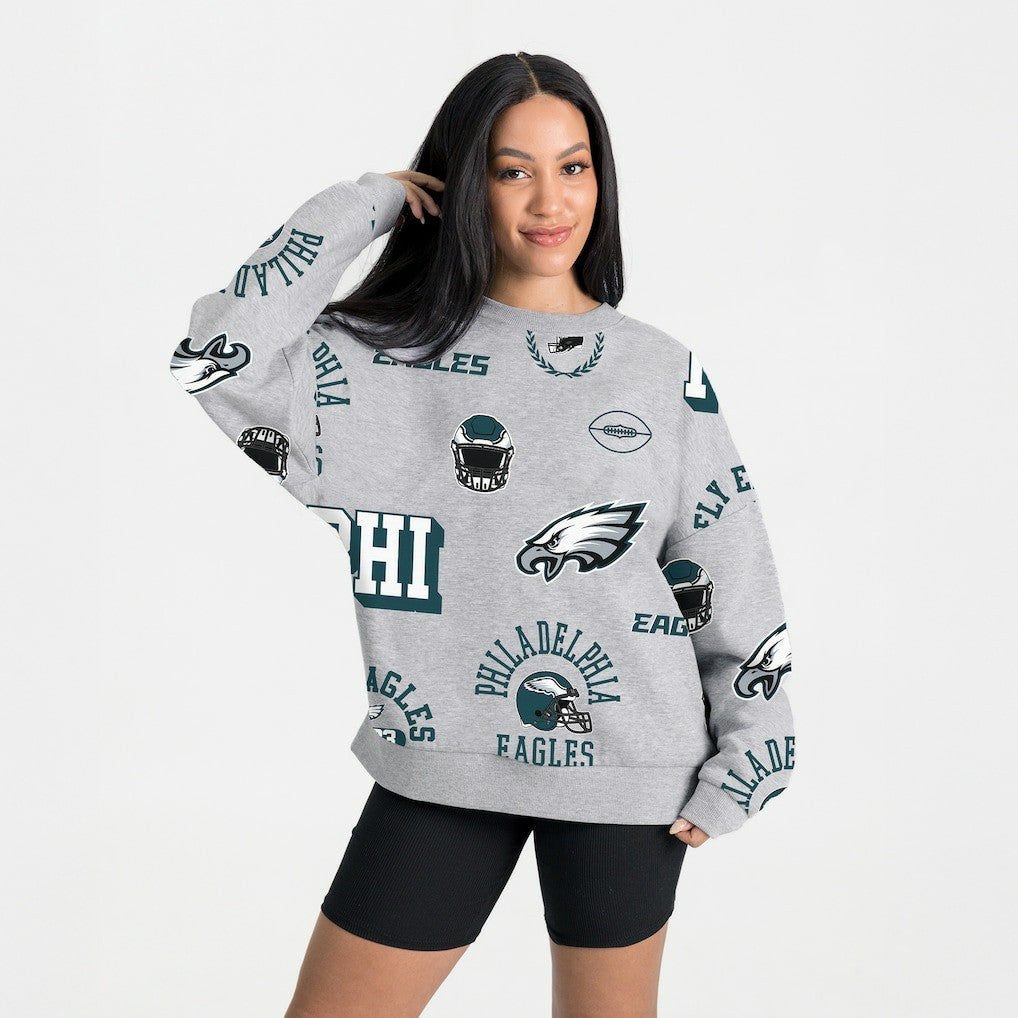 Philadelphia Eagles Gameday Couture Women's Always On Repeat Fleece Sweatshirt - Heather Gray - NFL