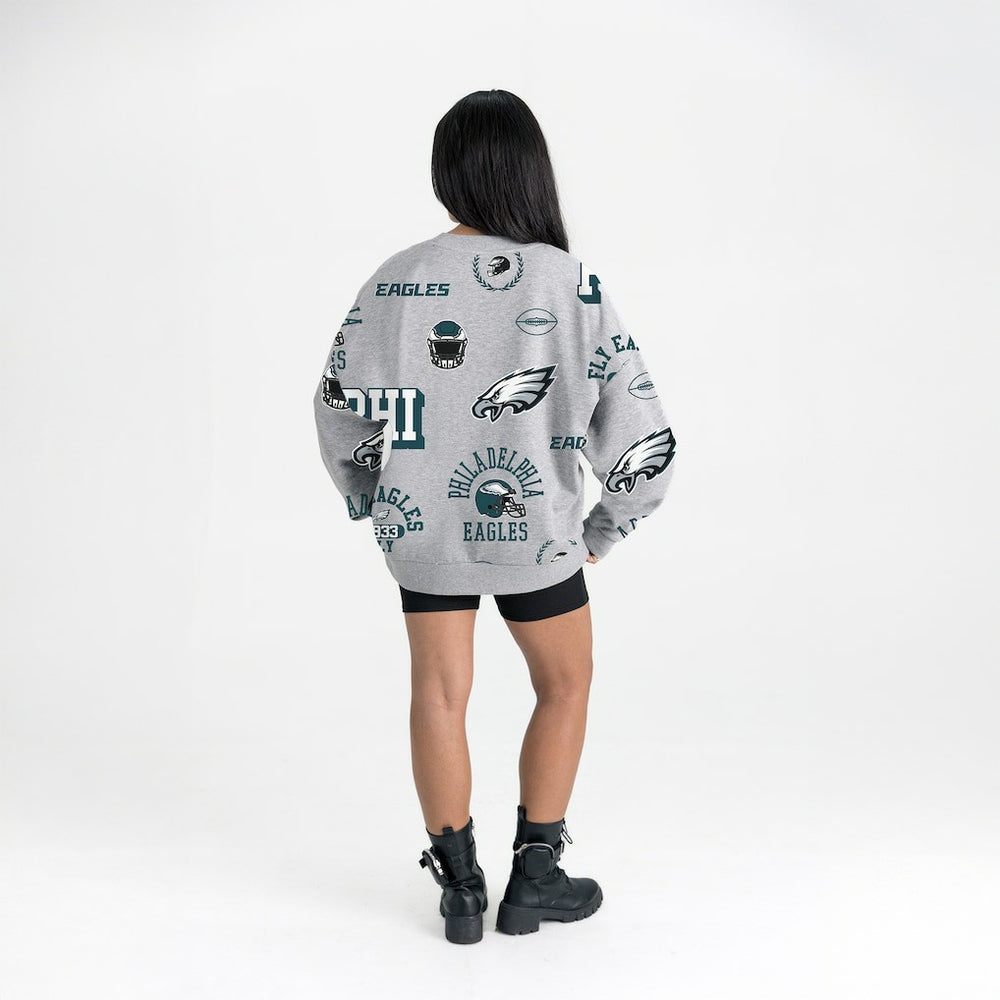 Philadelphia Eagles Gameday Couture Women's Always On Repeat Fleece Sweatshirt - Heather Gray - NFL