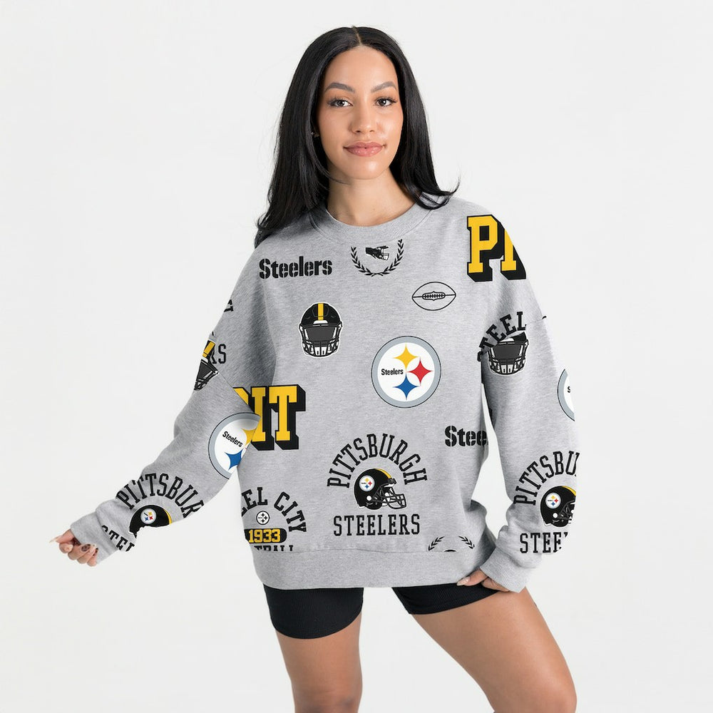 Pittsburgh Steelers Gameday Couture Women's Always On Repeat Fleece Sweatshirt - Heather Gray - NFL