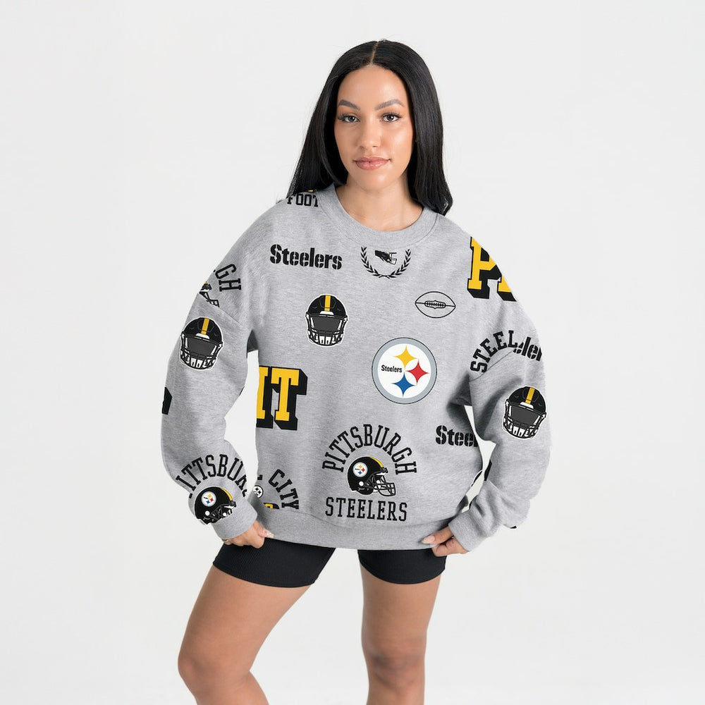Pittsburgh Steelers Gameday Couture Women's Always On Repeat Fleece Sweatshirt - Heather Gray - NFL