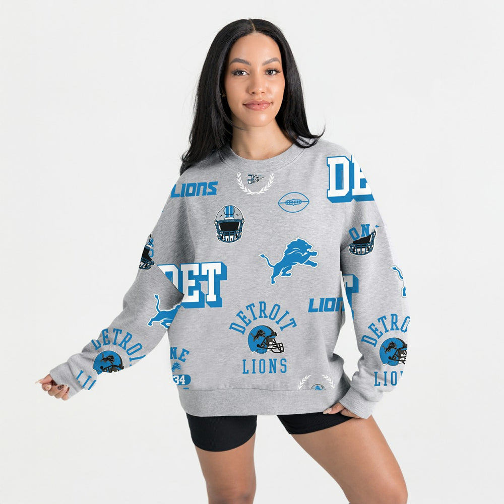 Detroit Lions Gameday Couture Women's Always On Repeat Fleece Sweatshirt - Heather Gray - NFL