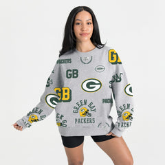 Green Bay Packers Gameday Couture Women's Always On Repeat Fleece Sweatshirt - Heather Gray - NFL