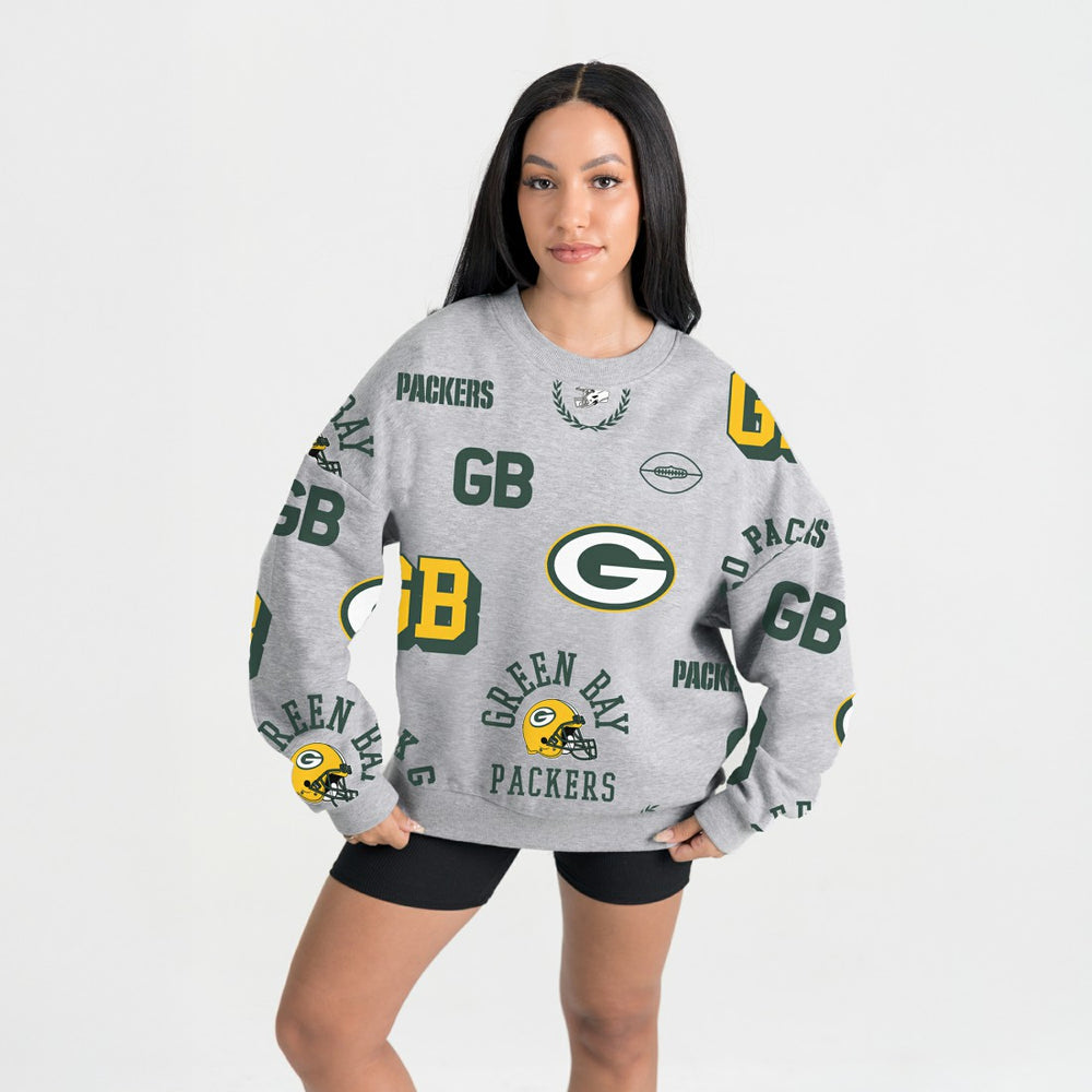 Green Bay Packers Gameday Couture Women's Always On Repeat Fleece Sweatshirt - Heather Gray - NFL