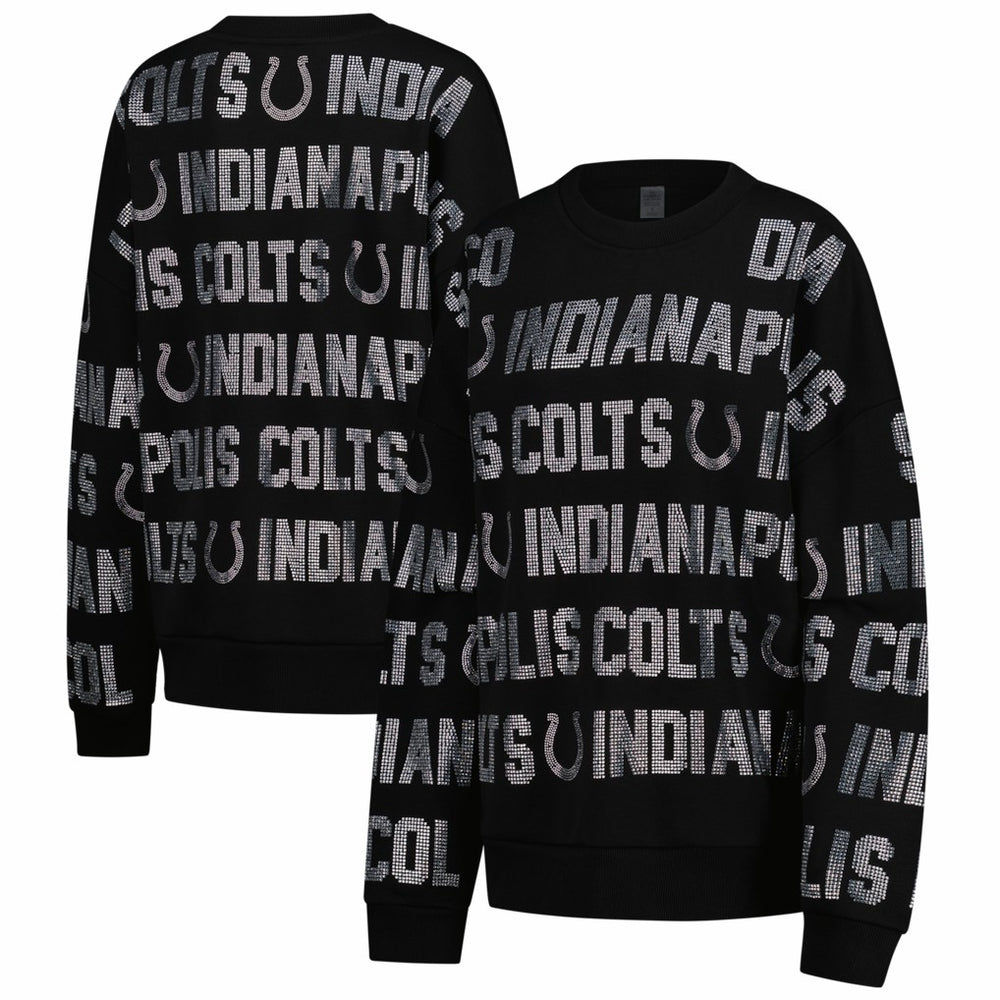 Indianapolis Colts Gameday Couture Women's Oversized Hype Era Rhinestone Text Sweatshirt - Black - NFL