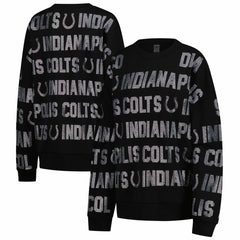 Indianapolis Colts Gameday Couture Women's Oversized Hype Era Rhinestone Text Sweatshirt - Black - NFL