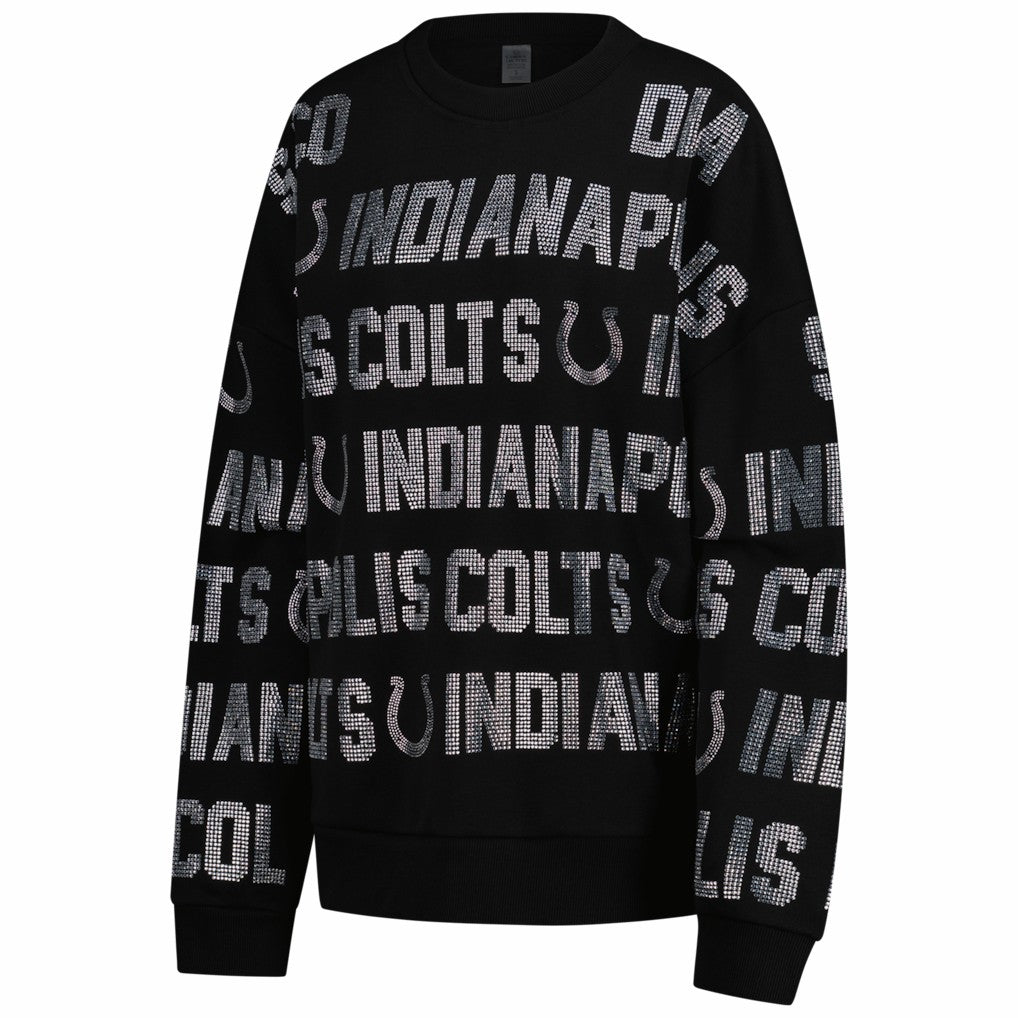 Indianapolis Colts Gameday Couture Women's Oversized Hype Era Rhinestone Text Sweatshirt - Black - NFL