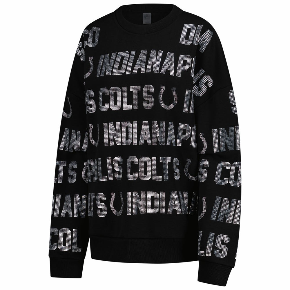 Indianapolis Colts Gameday Couture Women's Oversized Hype Era Rhinestone Text Sweatshirt - Black - NFL