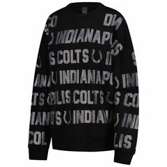 Indianapolis Colts Gameday Couture Women's Oversized Hype Era Rhinestone Text Sweatshirt - Black - NFL
