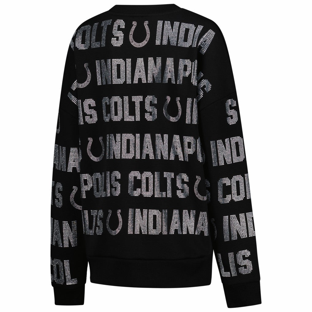 Indianapolis Colts Gameday Couture Women's Oversized Hype Era Rhinestone Text Sweatshirt - Black - NFL
