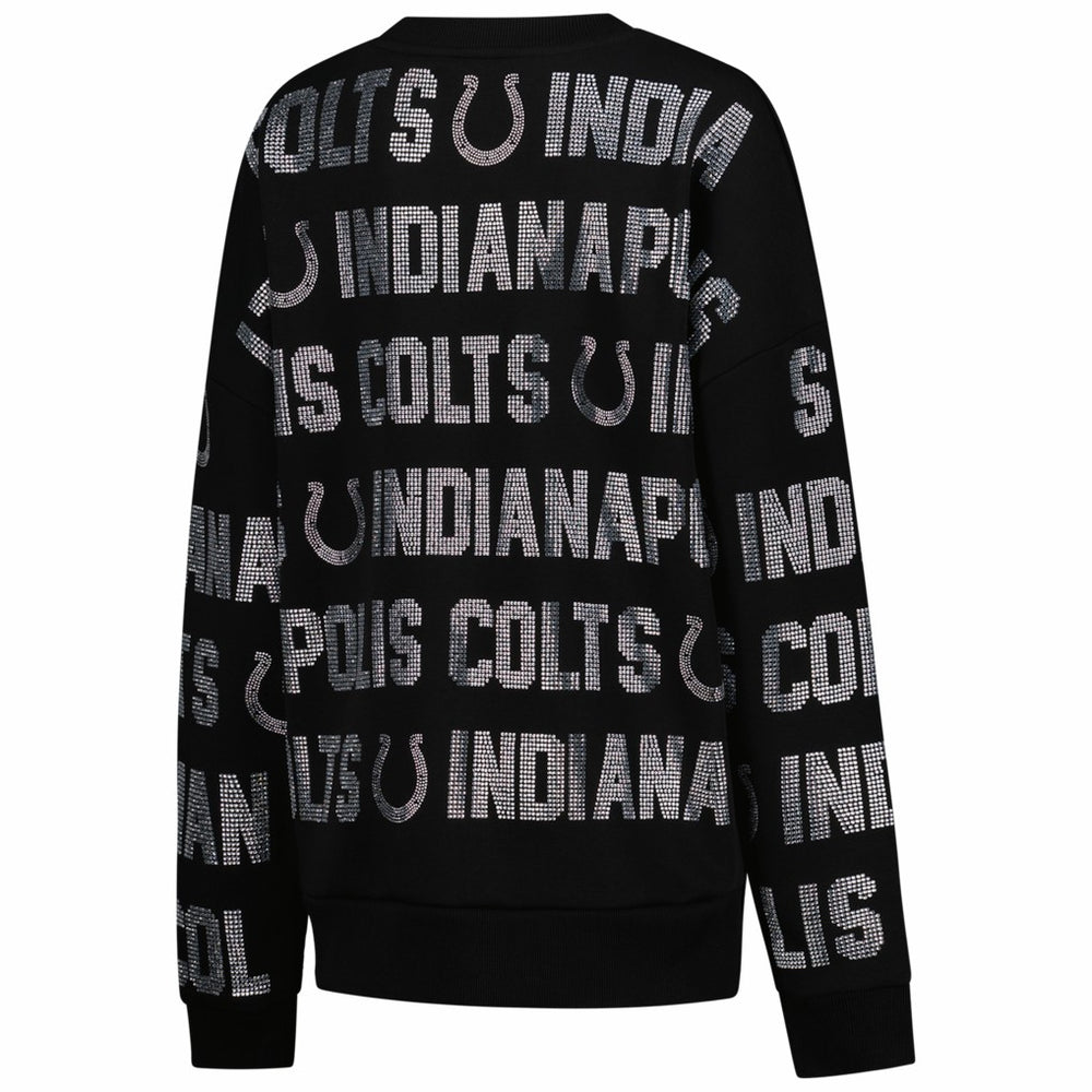 Indianapolis Colts Gameday Couture Women's Oversized Hype Era Rhinestone Text Sweatshirt - Black - NFL