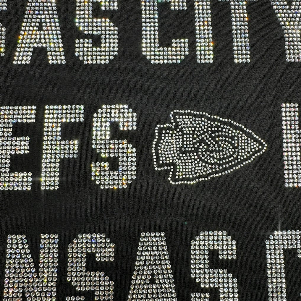 Kansas City Chiefs Gameday Couture Women's Oversized Hype Era Rhinestone Text Sweatshirt - Black - NFL