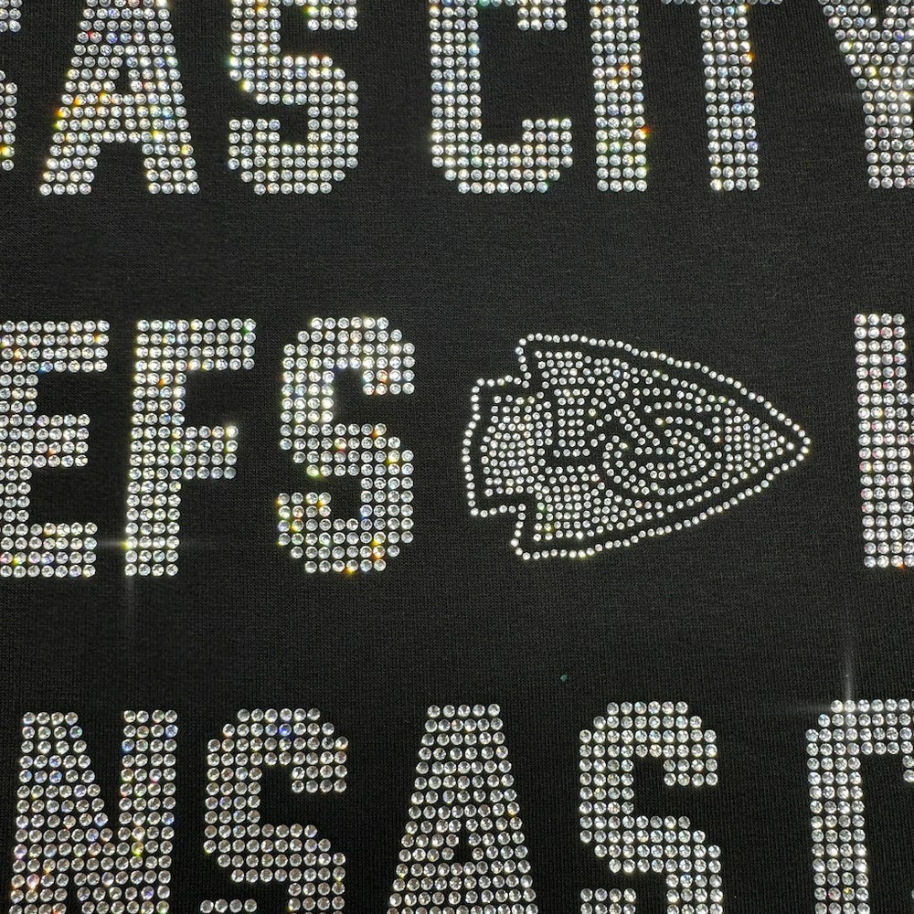 Kansas City Chiefs Gameday Couture Women's Oversized Hype Era Rhinestone Text Sweatshirt - Black - NFL