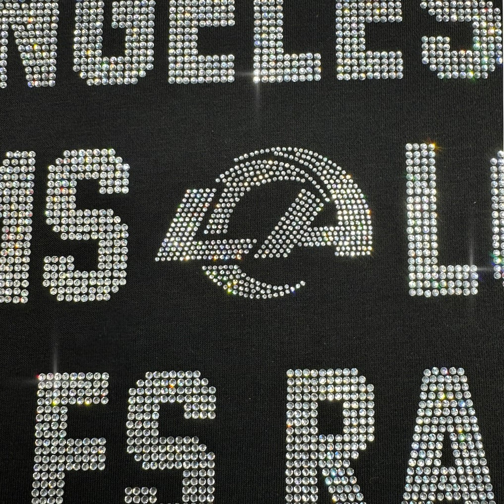 Los Angeles Rams Gameday Couture Women's Oversized Hype Era Rhinestone Text Sweatshirt - Black - NFL