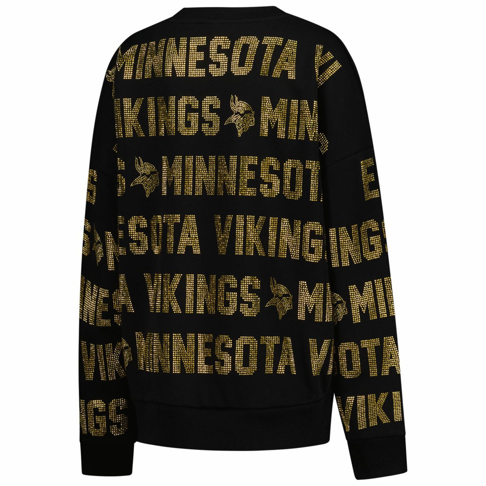 Minnesota Vikings Gameday Couture Women's Oversized Hype Era Rhinestone Text Sweatshirt - Black - NFL