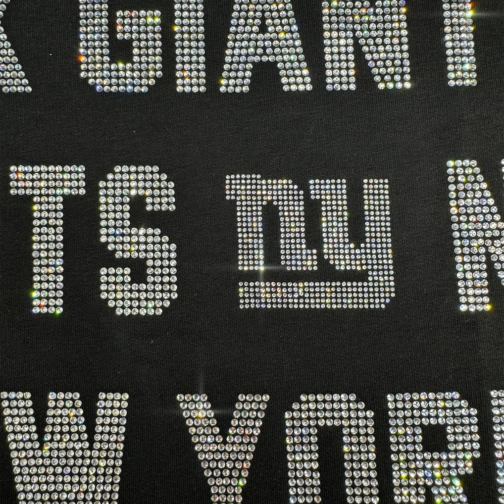 New York Giants Gameday Couture Women's Oversized Hype Era Rhinestone Text Sweatshirt - Black - NFL