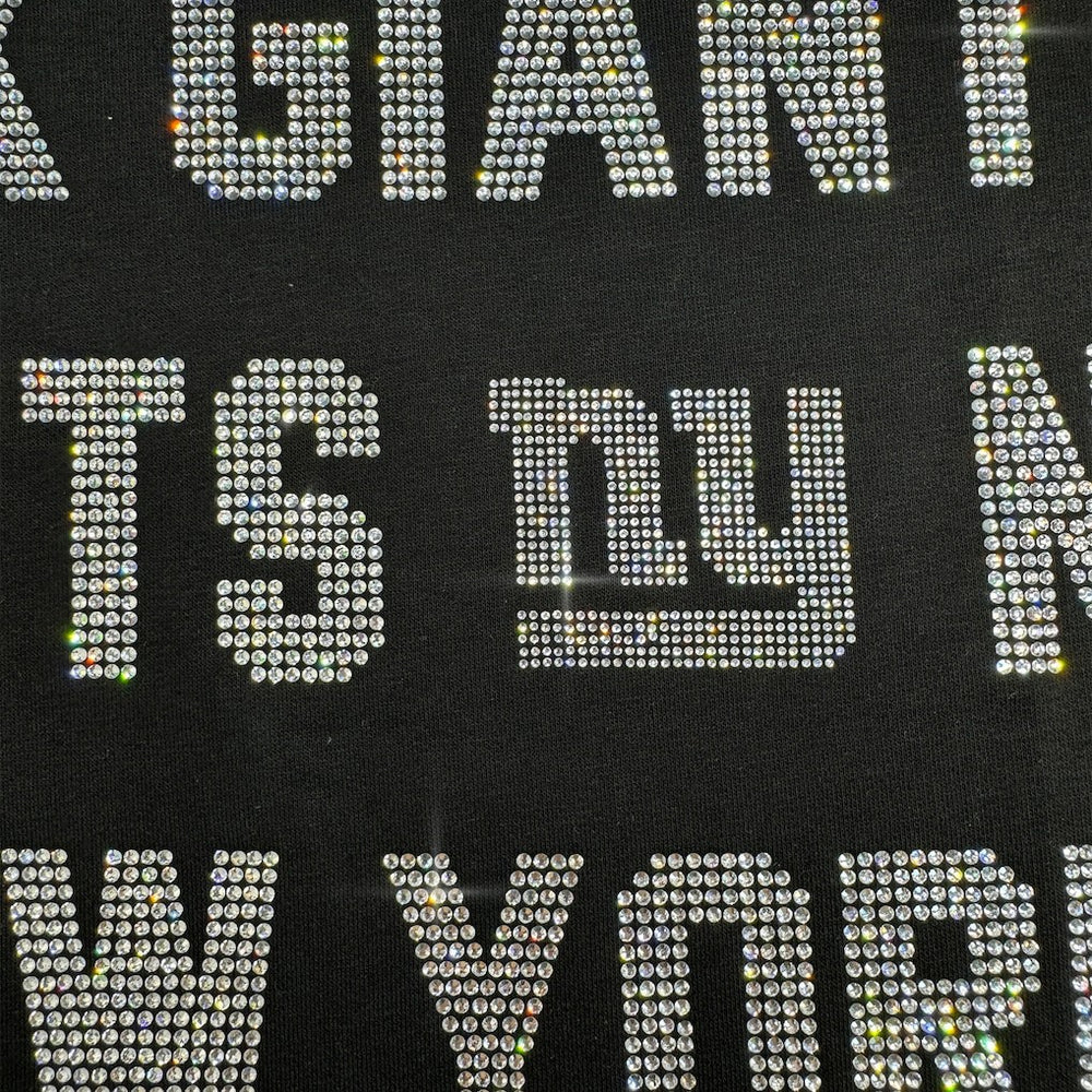 New York Giants Gameday Couture Women's Oversized Hype Era Rhinestone Text Sweatshirt - Black - NFL