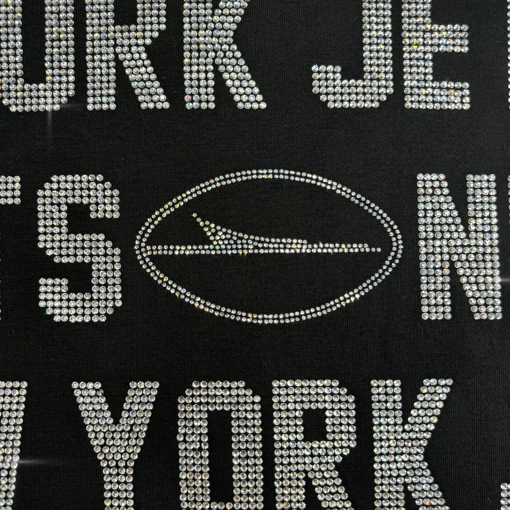 New York Jets Gameday Couture Women's Oversized Hype Era Rhinestone Text Sweatshirt - Black - NFL