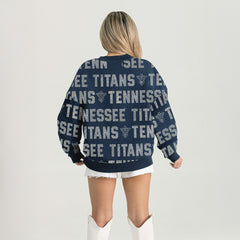 Tennessee Titans Gameday Couture Women's Oversized Hype Era Rhinestone Text Sweatshirt - Navy - NFL