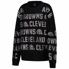 Cleveland Browns Gameday Couture Women's Oversized Hype Era Rhinestone Text Sweatshirt - Black - NFL