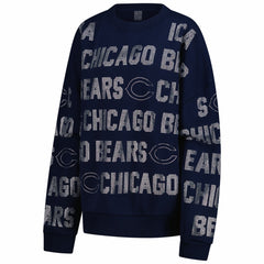 Chicago Bears Gameday Couture Women's Oversized Hype Era Rhinestone Text Sweatshirt - Navy - NFL