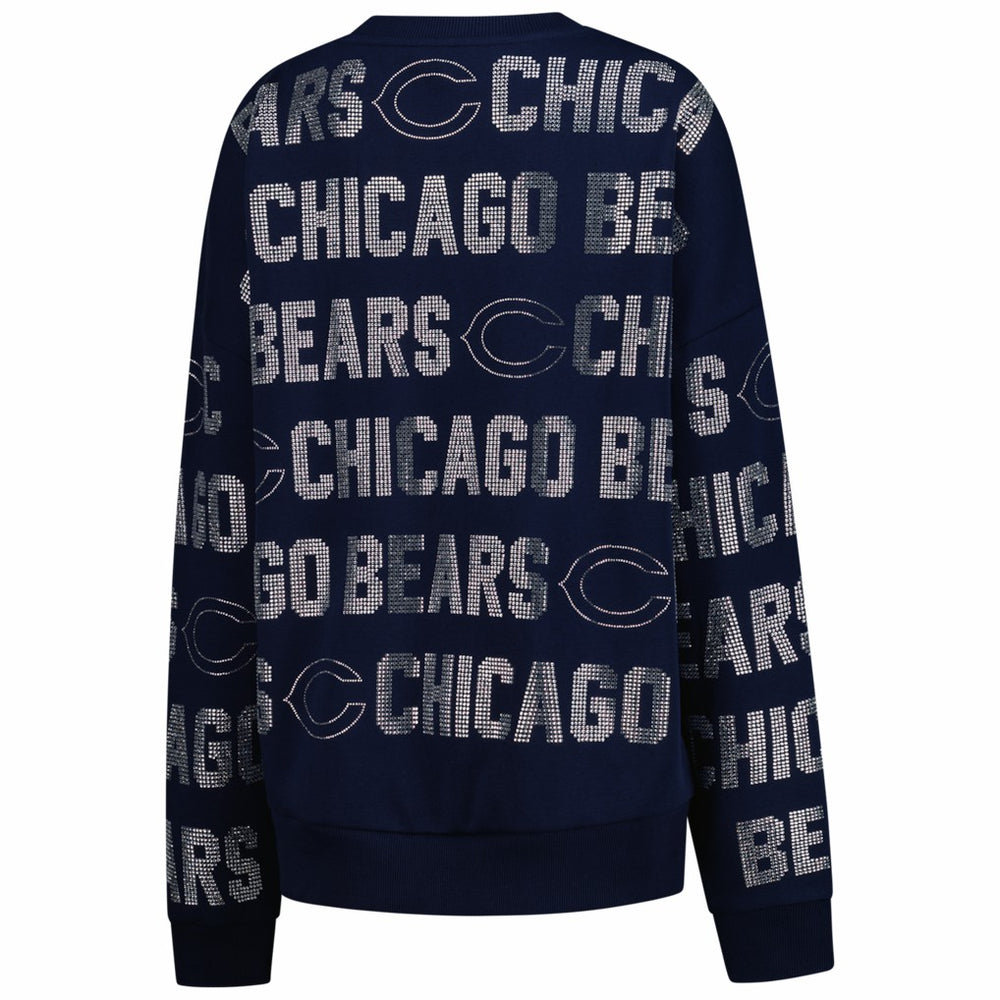 Chicago Bears Gameday Couture Women's Oversized Hype Era Rhinestone Text Sweatshirt - Navy - NFL