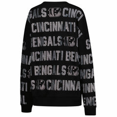 Cincinnati Bengals Gameday Couture Women's Oversized Hype Era Rhinestone Text Sweatshirt - Black - NFL