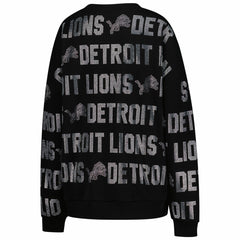 Detroit Lions Gameday Couture Women's Oversized Hype Era Rhinestone Text Sweatshirt - Black - NFL