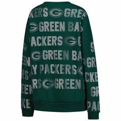 Green Bay Packers Gameday Couture Women's Oversized Hype Era Rhinestone Text Sweatshirt - Green - NFL