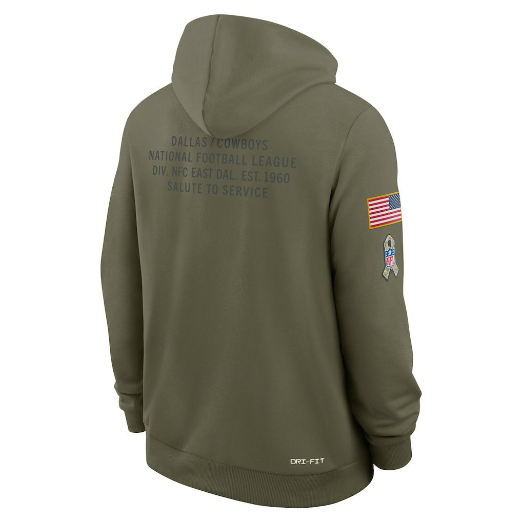 Dallas Cowboys 2025 Salute to Service Sideline Standard Issue Dri-FIT Hoodie - Olive - Nike