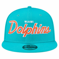 Miami Dolphins New Era Youth Main Script 9FIFTY Snapback Hat - Aqua - NFL